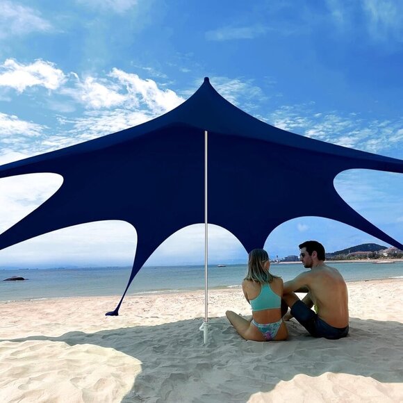 Beach Tent Canopy Sun Shade UPF50+, Easy Pop Up Anti-Wind Sun Shelter - Picture 1 of 8